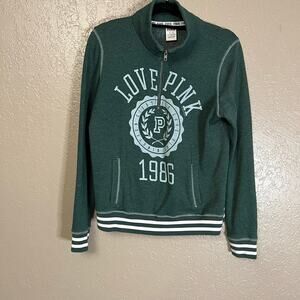PINK green quarter zip sweatshirt medium Victoria's Secret